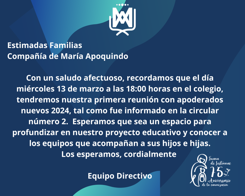 Comunicado apoderados nuevos Colegio Compañía de María Apoquindo