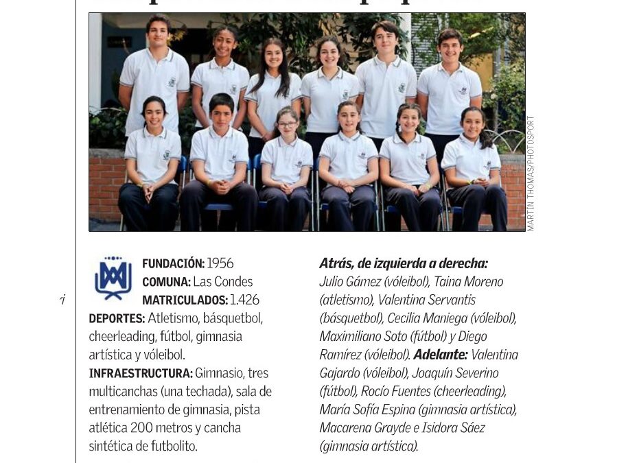 Entre los 100 colegios Top  del país en Deporte